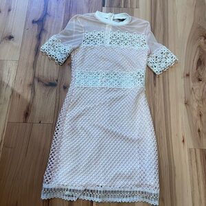 Topshop White pink lace Mini Dress